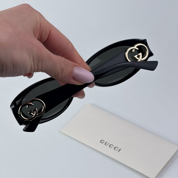 Gucci Women Black Grey Oval BRAND NEW Sunglasses GG1660S 001 main image 8